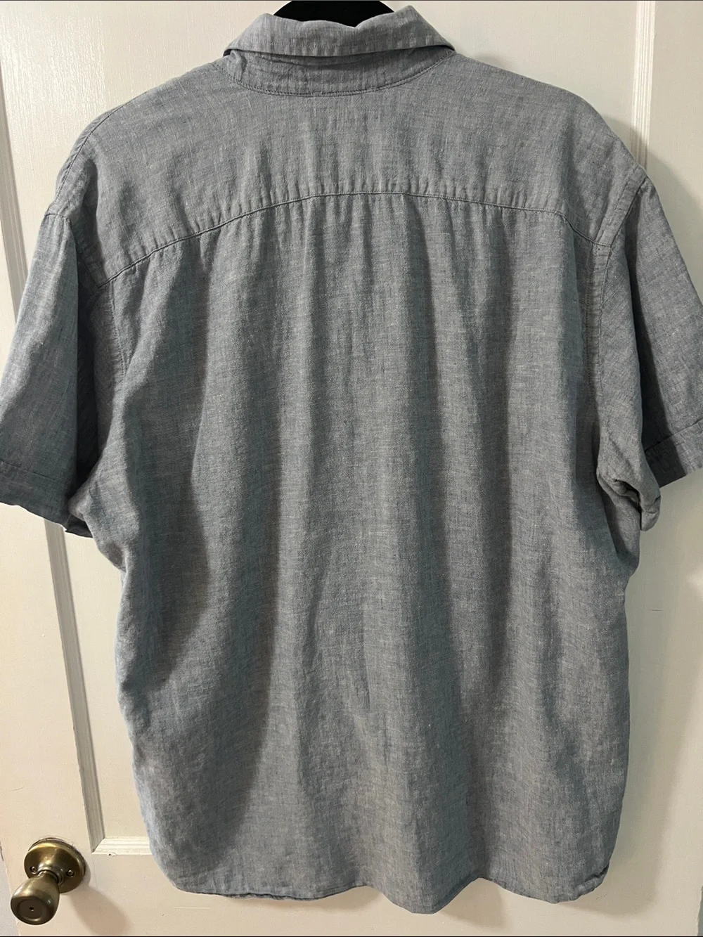Banana Republic Men's Light Blue Short-Sleeve Button-Down Linen Shirt Sz XL